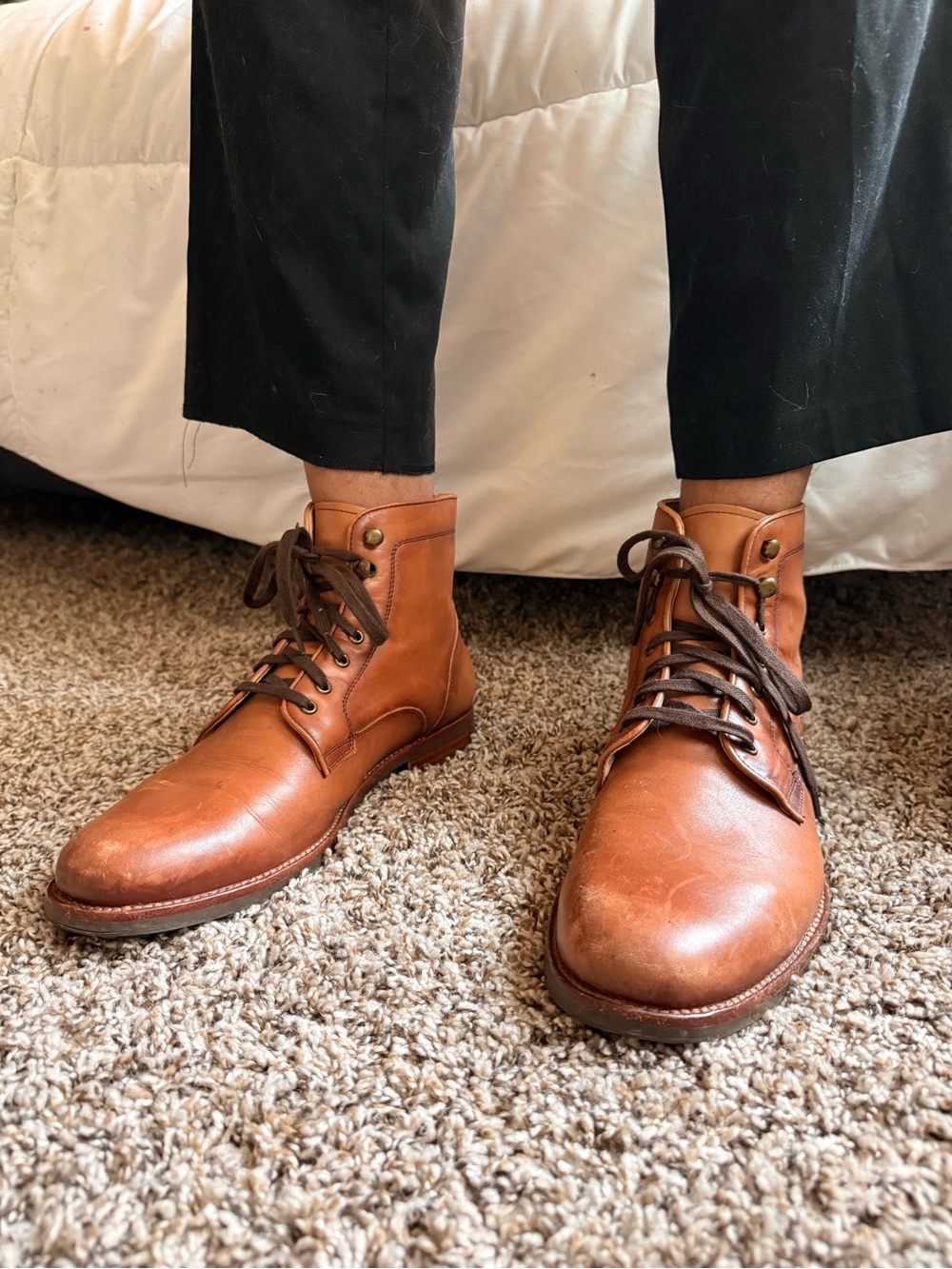 Warfield & Grand Chestnut Brown Leather Lace-Up Boots